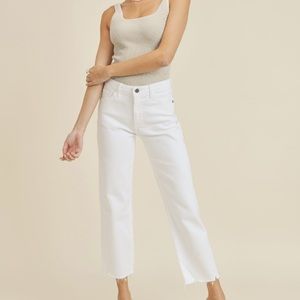 Just Black Vintage Straight White Jeans - Size 24